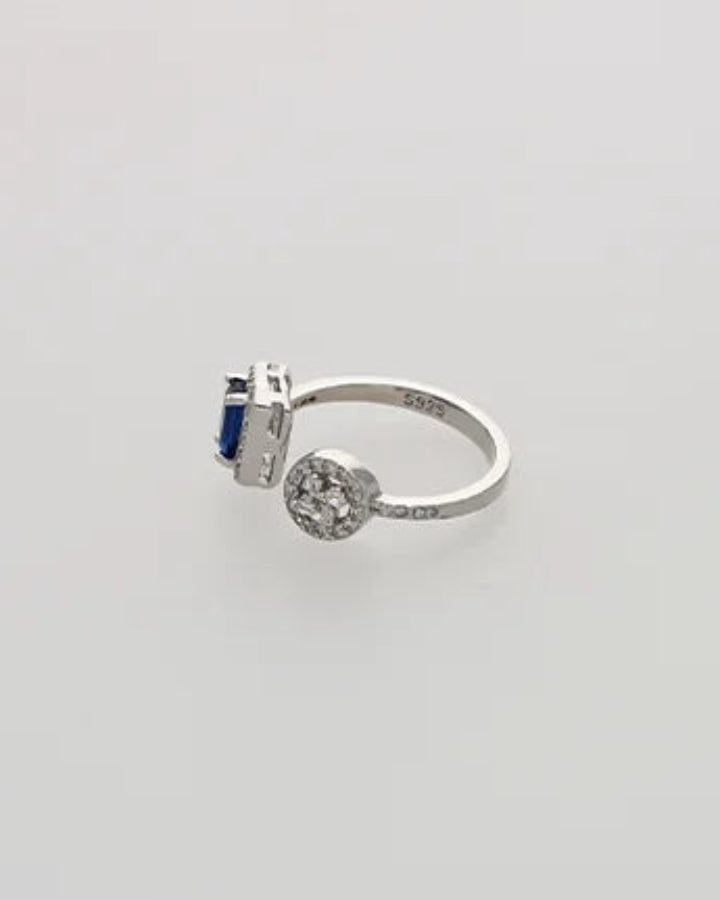 Blue Adjustable Ring in 92.5 Silver