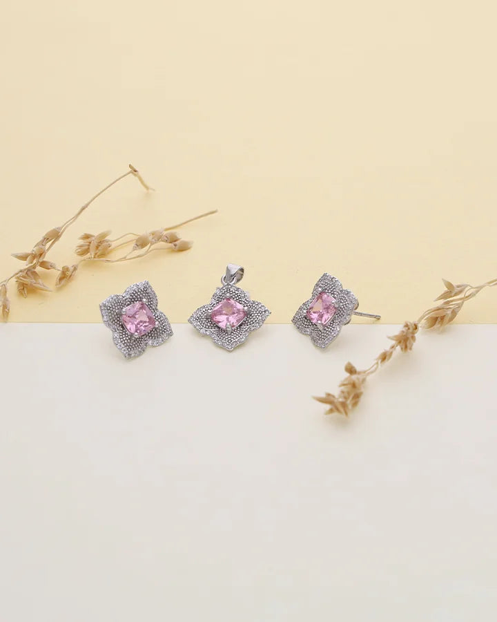 Blush Bloom Pendant Set in 92.5 Silver