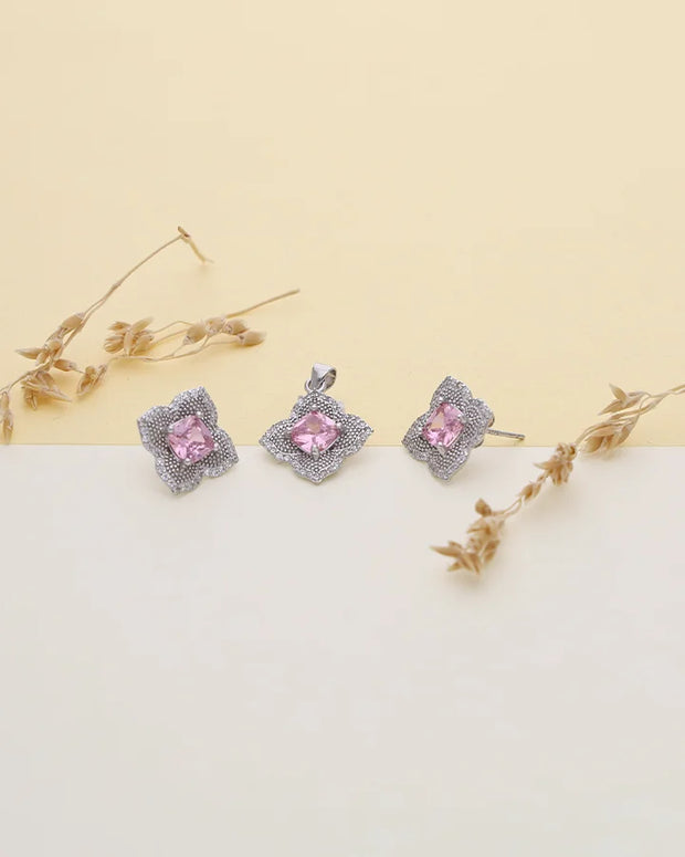Blush Bloom Pendant Set in 92.5 Silver