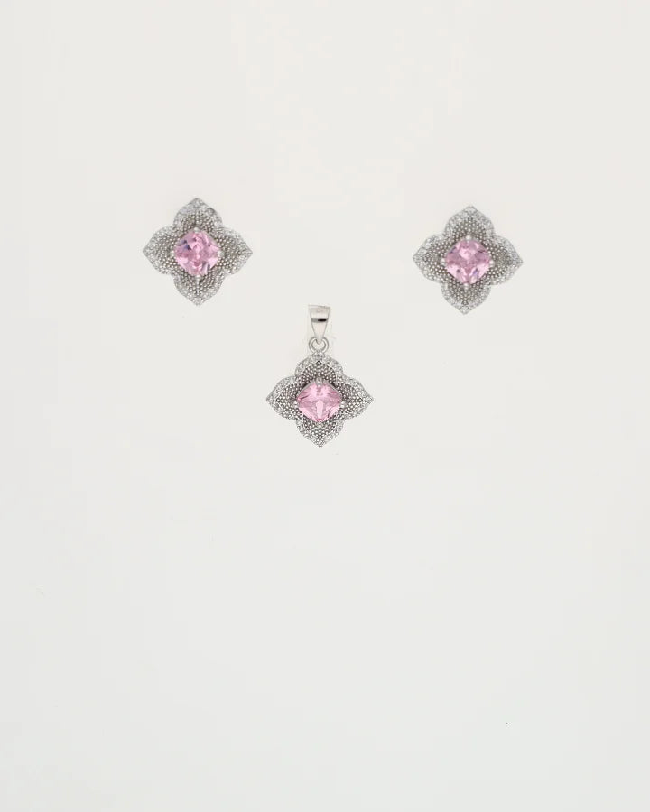 Blush Bloom Pendant Set in 92.5 Silver