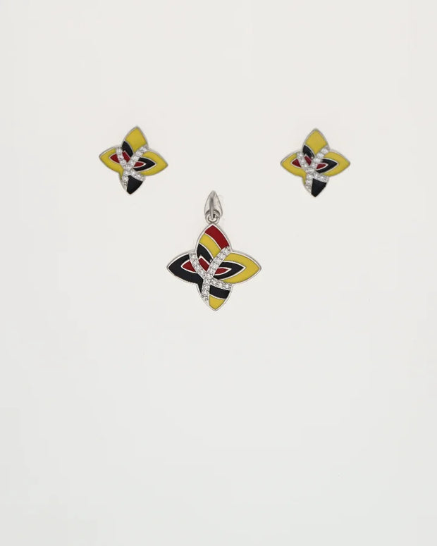 Charm Duo Enamel Radiance Pendant Set  in 92.5 Silver