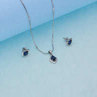 Charm Duo Blue Mist Pendant Set  in 92.5 Silver