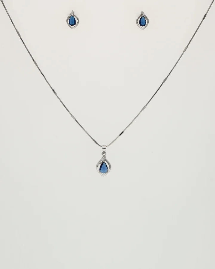 Charm Duo Blue Mist Pendant Set  in 92.5 Silver