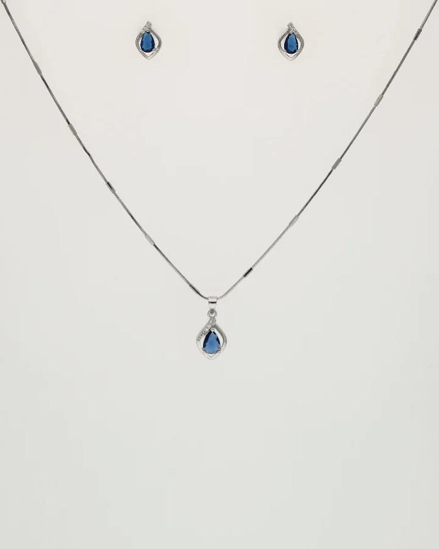 Charm Duo Blue Mist Pendant Set  in 92.5 Silver