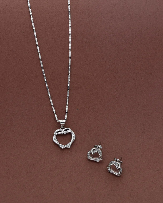 Heart Whispers Pendant Set in 92.5 Silver