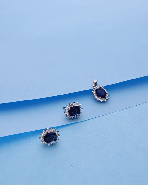 Blue Mirage Pendant Set in 92.5 Silver