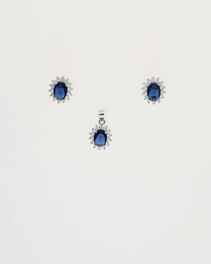 Blue Mirage Pendant Set in 92.5 Silver