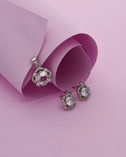 Crystal Symphony Pendant Set  in 92.5 Silver