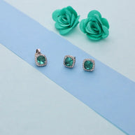 Emerald Square Pendant Set  in 92.5 Silver