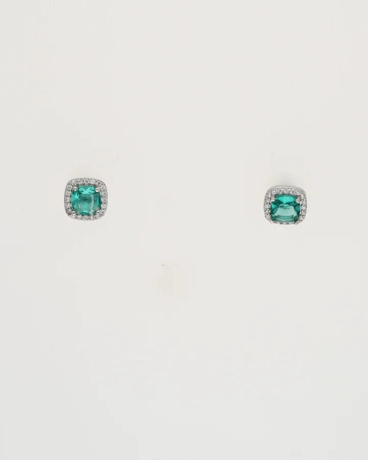 Emerald Square Pendant Set  in 92.5 Silver