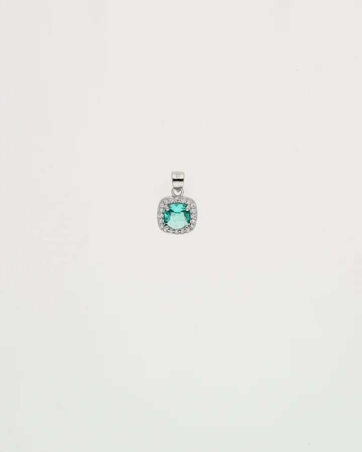 Emerald Square Pendant Set  in 92.5 Silver