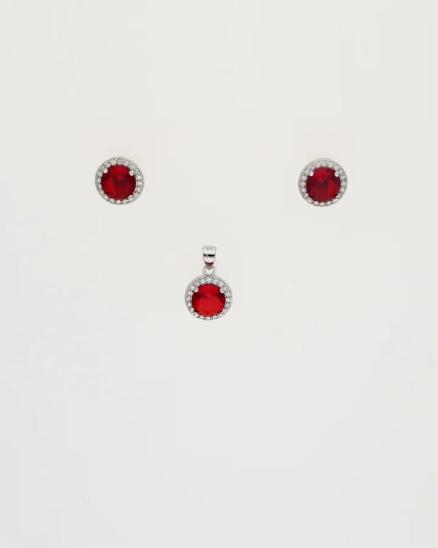 Crimson Aura Pendant Set  in 92.5 Silver