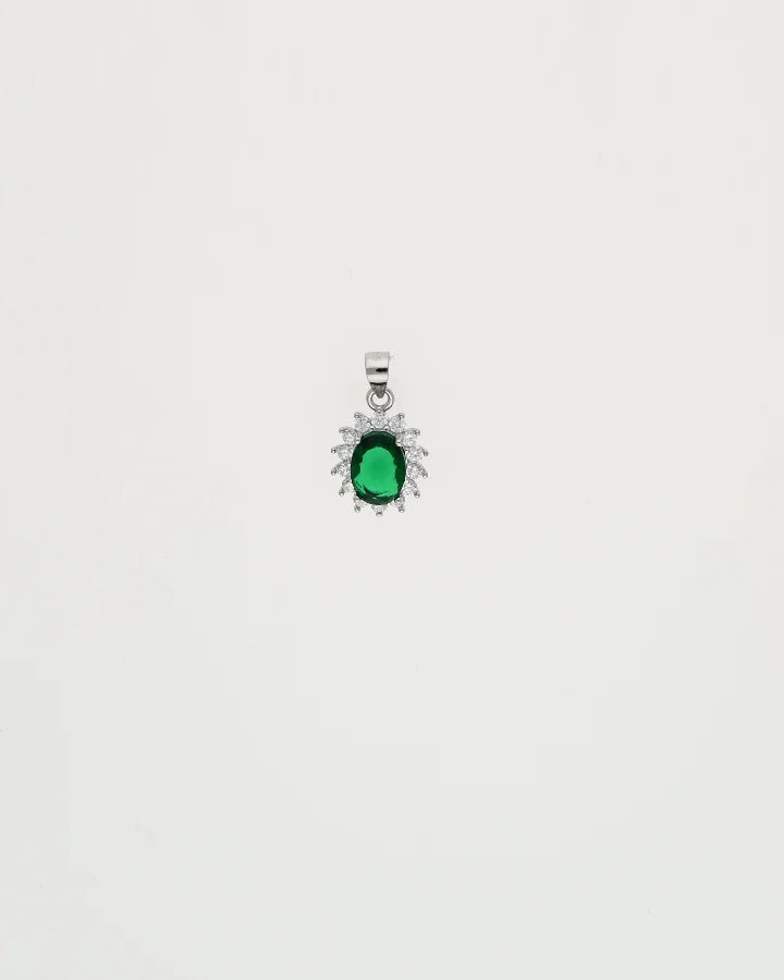 Verdant Oval Pendant Set in 92.5 Silver