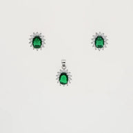 Verdant Oval Pendant Set in 92.5 Silver