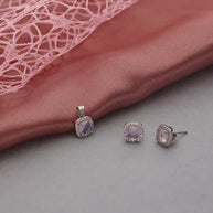 Rosette Square Pendant Set in 92.5 Silver