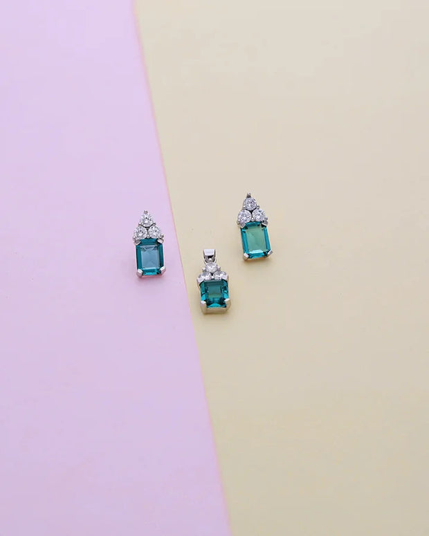 Emerald Beam Pendant Set  in 92.5 Silver