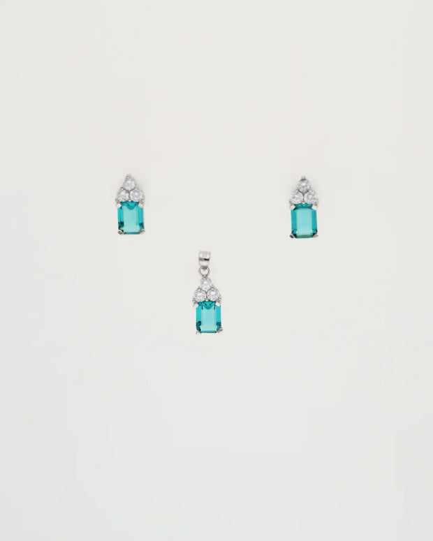 Emerald Beam Pendant Set  in 92.5 Silver