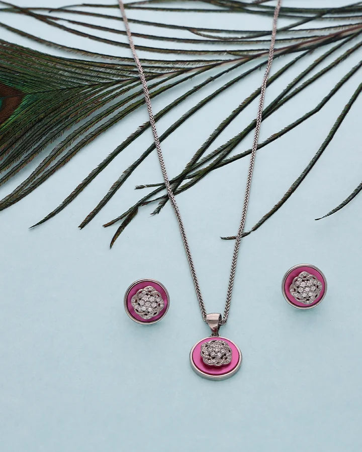 Blush Spin Pendant Set in 92.5 Silver