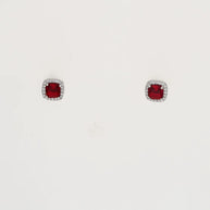 Crimson Square Pendant Set  in 92.5 Silver