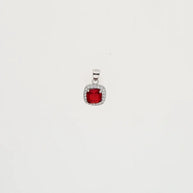 Crimson Square Pendant Set  in 92.5 Silver