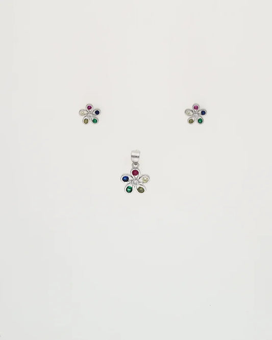 Aurora Bloom Pendant Set in 92.5 Silver