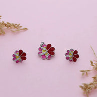 Enamel Grace Pendant Set  in 92.5 Silver