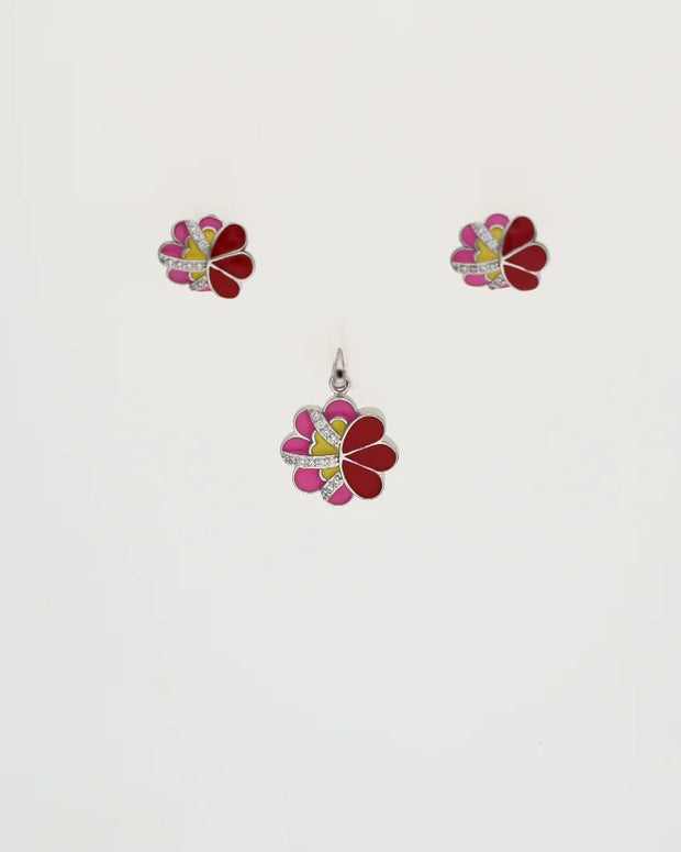 Enamel Grace Pendant Set  in 92.5 Silver