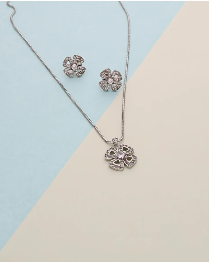 Floral Whisper Pendant Set in 92.5 Silver
