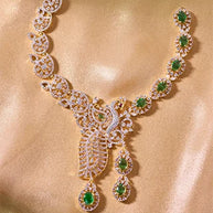 Mayurrekha Emerald Peacock Necklace in 92.5 Silver