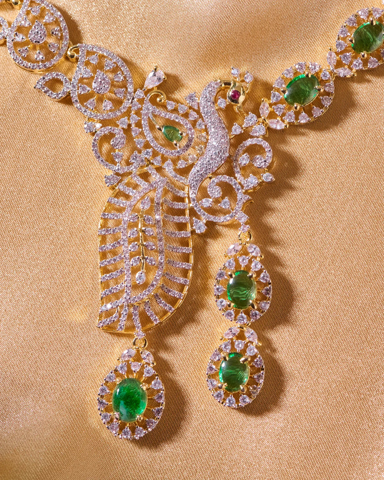 Mayurrekha Emerald Peacock Necklace