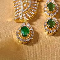 Mayurrekha Emerald Peacock Necklace in 92.5 Silver