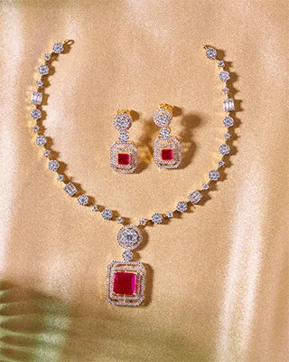 Silsila Ruby Radiance Necklace in 92.5 Silver