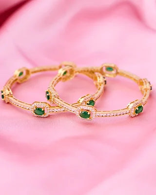 Silsila Emerald Harmony Bangle in 92.5 Silver