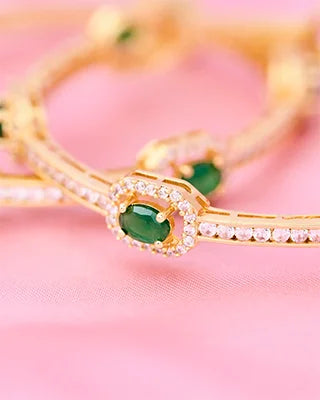 Silsila Emerald Harmony Bangle in 92.5 Silver