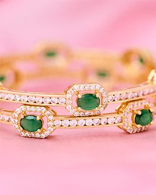 Silsila Emerald Harmony Bangle in 92.5 Silver
