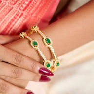 Silsila Emerald Harmony Bangle in 92.5 Silver