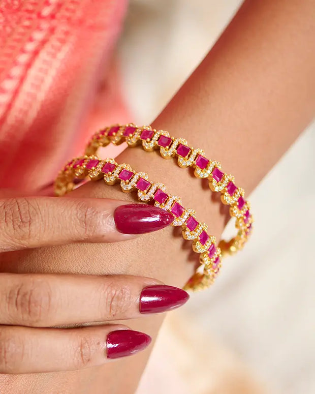 Silsila Ruby Shakti Bangle in 92.5 Silver