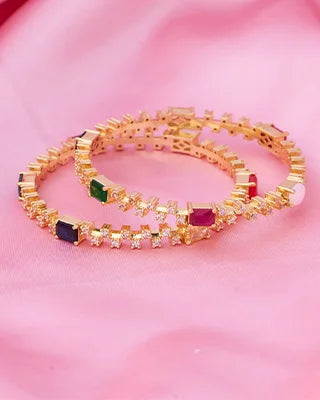 Silsila Navratna Harmony Bangle in 92.5 Silver