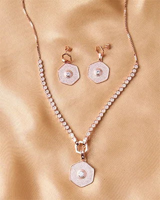 Silsila Hexa Grace Rose Gold Necklace in 92.5 Silver