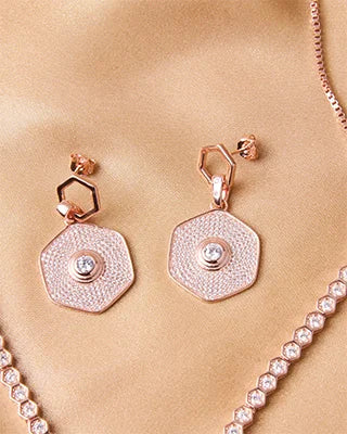 Silsila Hexa Grace Rose Gold Necklace in 92.5 Silver