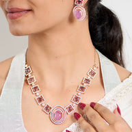 Silsila Amethyst Glow Rose Gold Necklace in 92.5 Silver