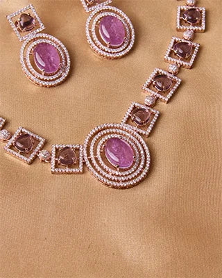 Silsila Amethyst Glow Rose Gold Necklace in 92.5 Silver
