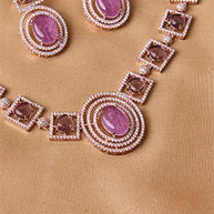 Silsila Amethyst Glow Rose Gold Necklace in 92.5 Silver