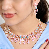 Silsila Aqua Serenity Rose Gold Necklace in 92.5 Silver