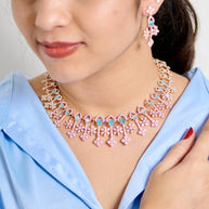 Silsila Aqua Serenity Rose Gold Necklace