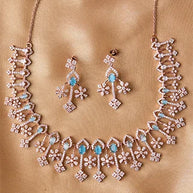 Silsila Aqua Serenity Rose Gold Necklace in 92.5 Silver