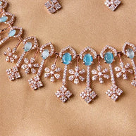 Silsila Aqua Serenity Rose Gold Necklace in 92.5 Silver