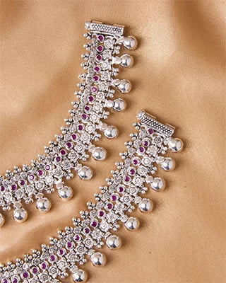 Silsila Antique Jaipur Payal in 92.5 Silver