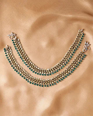 Silsila Antique Gold-Plated Jaipur Payal in 92.5 Silver