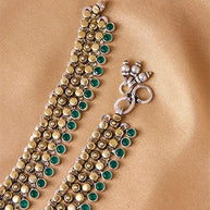 Silsila Antique Gold-Plated Jaipur Payal in 92.5 Silver